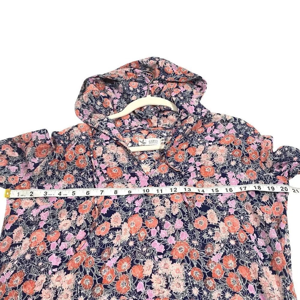 Carve Designs Dylan coverup tunic top hoodie floral fly weight organic cotton S - Picture 6 of 11
